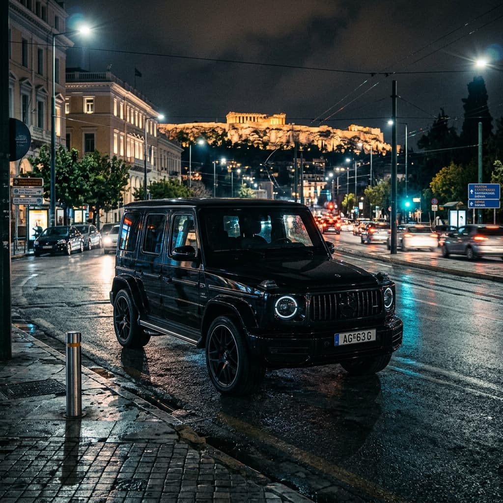 Mercedes G-Wagon G-Class AMG in Athens at night